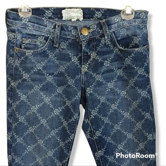 Current Elliott Rolled Skinny Jeans in Indigo Rose Lattice - Picture 7 of 12